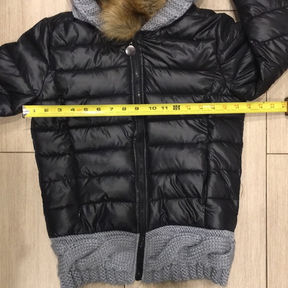 Winter puff jacket with sweater waist/hood w/fur - Picture 10 of 14